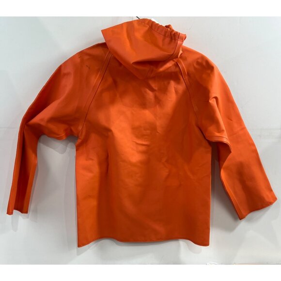 Grundens Youth Waterproof Orange Hooded Raincoat Sz. 8 Years NWOT Unisex - Picture 3 of 9